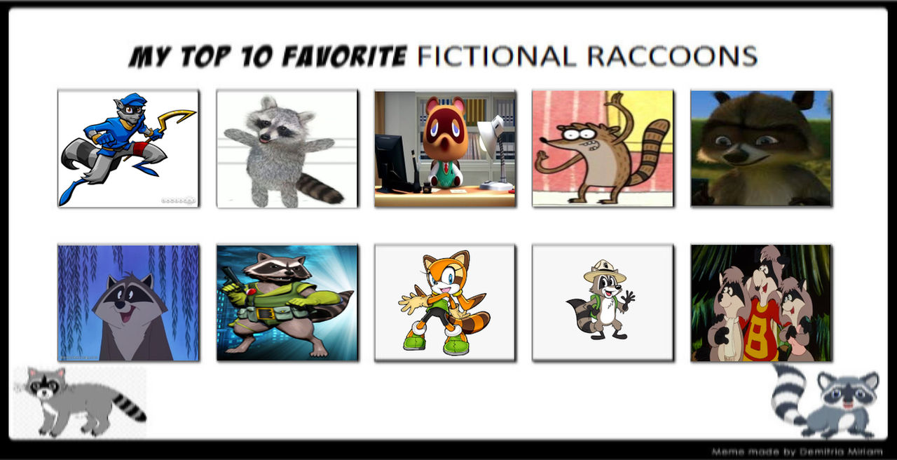 Top 10 Favorite Animated Raccoons by ToThinkSuddenly on DeviantArt