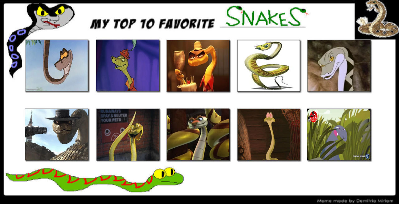 Top 10 Favorite Animated Snakes by ToThinkSuddenly on DeviantArt
