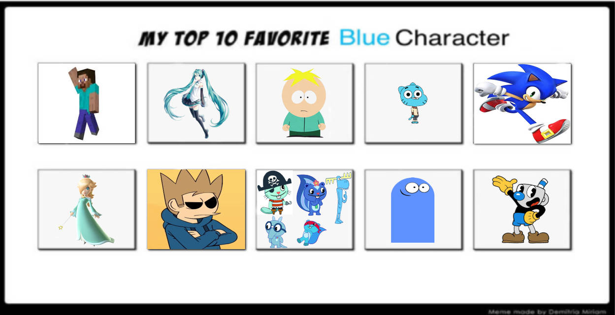 Top 10 Favorite Blue Characters by ToThinkSuddenly on DeviantArt