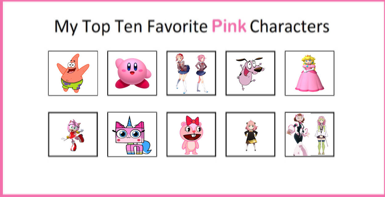 Pink Characters Icon Top 10 Favorite Pink Characters by ToThinkSuddenly on DeviantArt