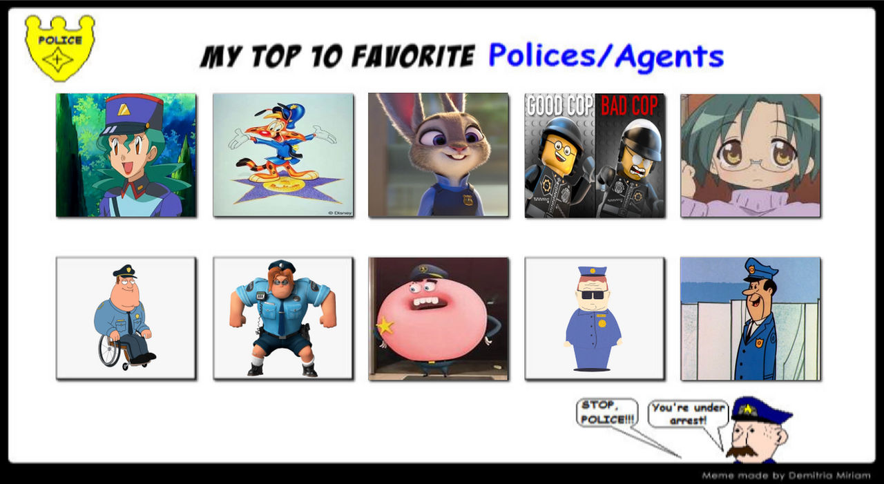 Think Suddenly Top 10 Favorite Animated Polices/Agents by ToThinkSuddenly on DeviantArt