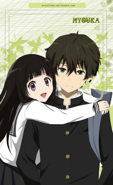 Oreki houtarou, chitanda eru, anime couple, profile view, romance, hyouka,  Anime, HD wallpaper