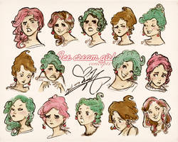 Ice cream girl- expressions sheet