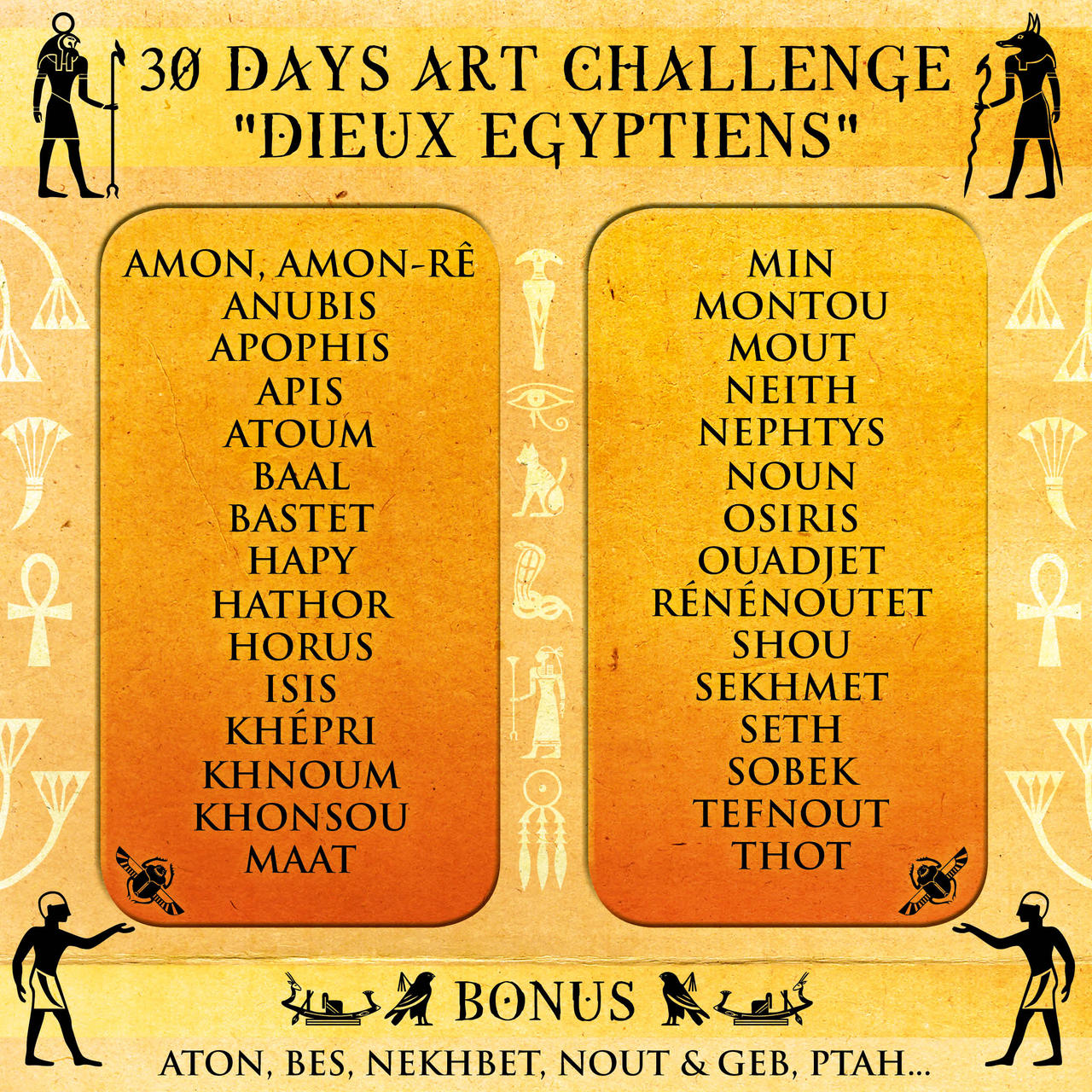 30 Days Art Challenge Dieux Egyptiens