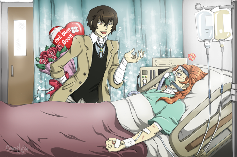 Anime boy protects girl
