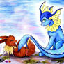 Eevee meets Vaporeon