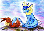 Eevee meets Vaporeon by Jade-Viper
