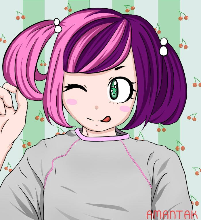 Cute Pinky Purple Hair Girl By Amantak On Deviantart