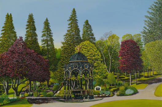 Fountain At Dalmuir Park (oil on panel)