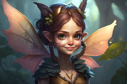 A mischievous pixie with delicate butterfly wings