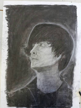 Self Portrait in charcoal