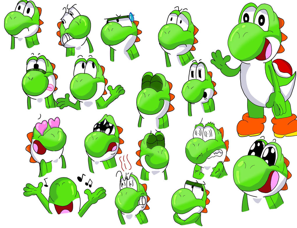 Yoshi expression sheet 2.0 by nintendomaker46 on DeviantArt