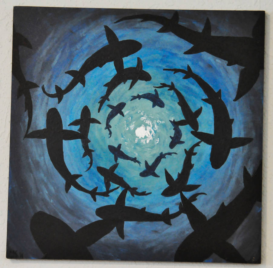 Circling Sharks Painting by Leoplurodon16 on DeviantArt