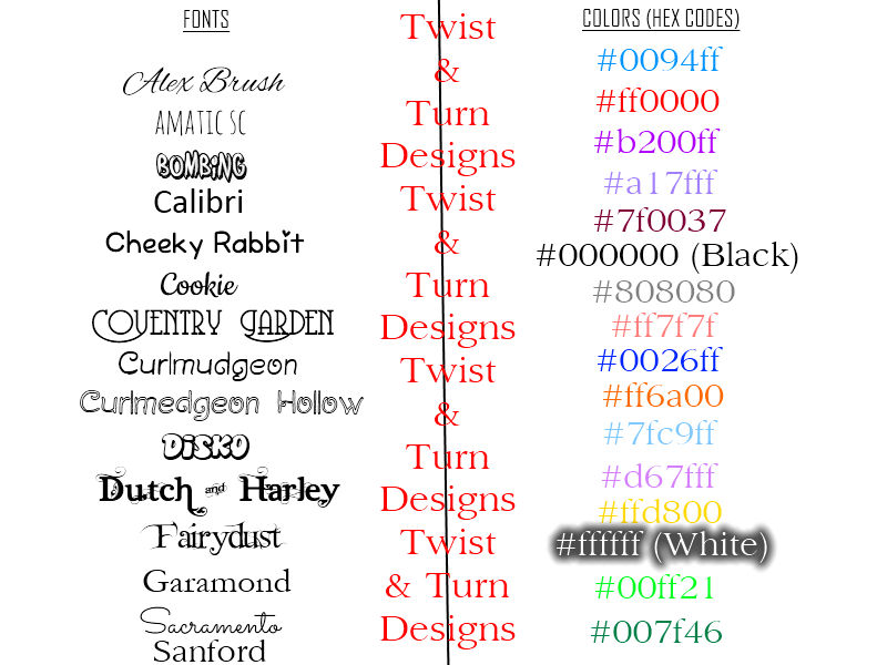 Basic Font Color Design Basic fonts and colors - Twist And Turn Designs by InspiringWolves on ...
