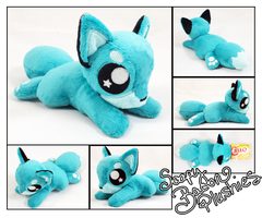 10in Teal and Light Blue Fox Plush