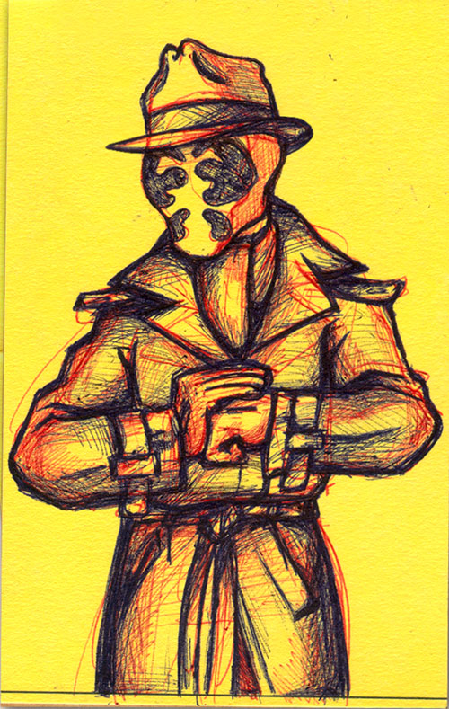 Rorschach 3 color pencil sketch