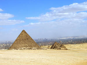 Cairo sneaking up on the Pyramid of Menkaure