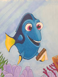 Dory with peanut butter and jelly sandwich 