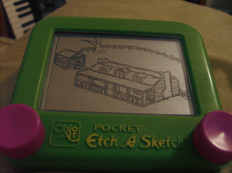 Farm house etch-a-sketched