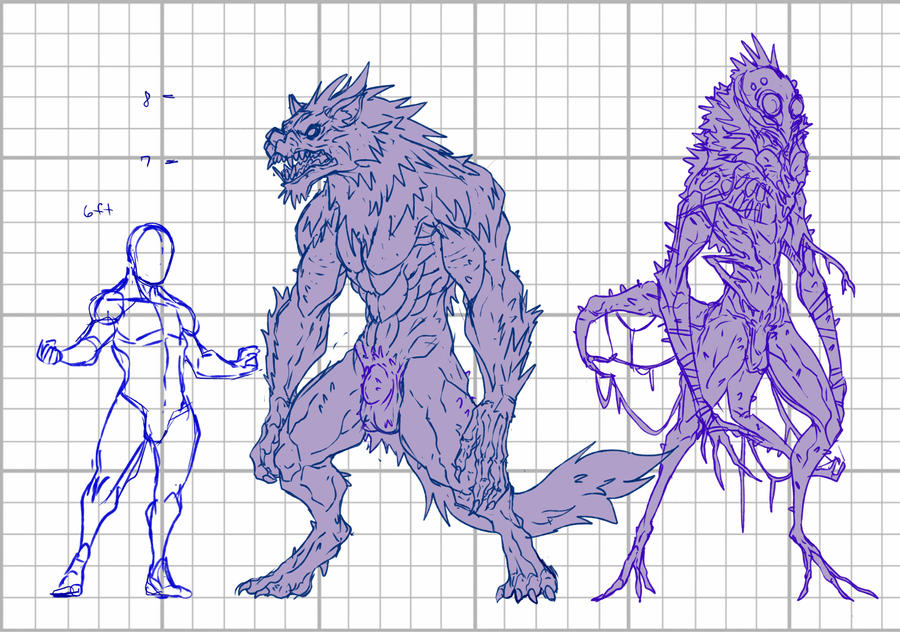 Werebear Size Example Werewolf size comparisons by BigBerd on DeviantArt