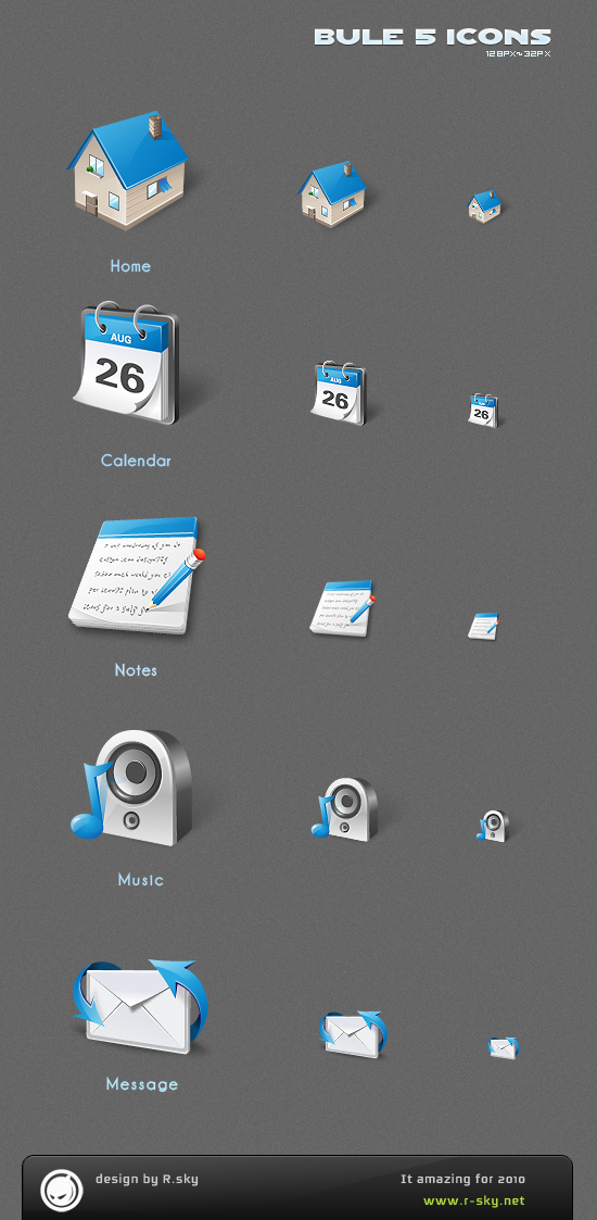 blue style 5 icons