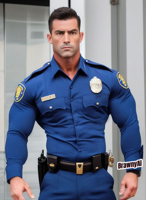 Gen AI Hunk Masculine On Police Officer 001 by brawnyai on DeviantArt
