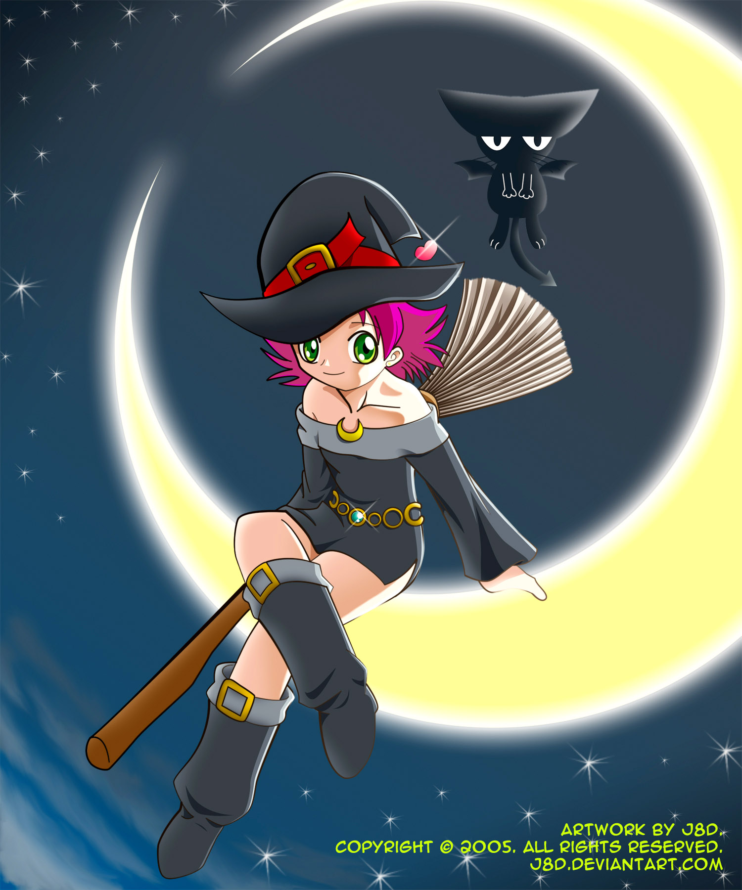 A Witch Sitting on the Moon