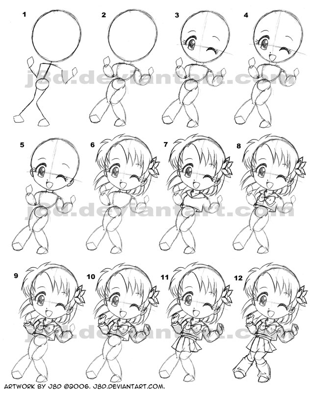 How I draw chibi girl XD