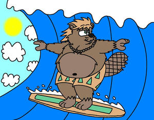 ( edit gift for BruBadger. ) fat surfing beaver.