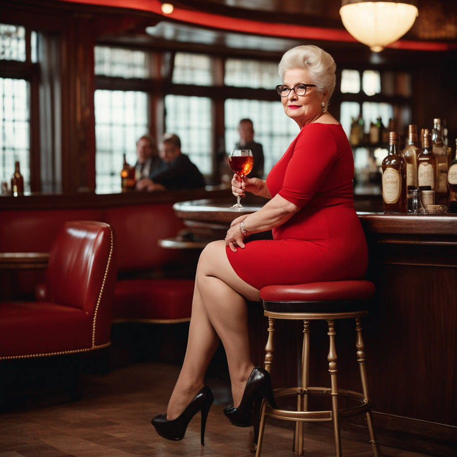 Elegant and arrogant white old chubby granny lady