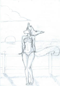 Wolfgirl at the beach