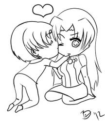 Satoshi and Shion Chibi - Lineart