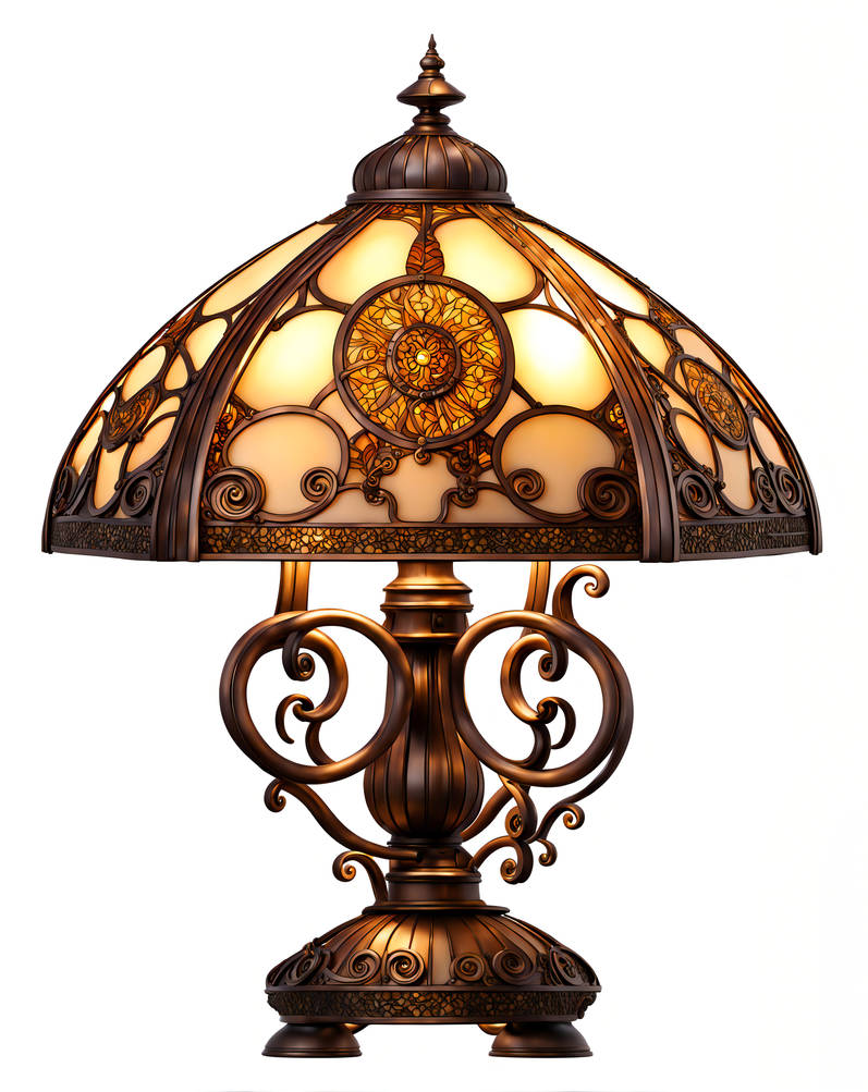 A Tiffany table lamp with an artistic victorian st