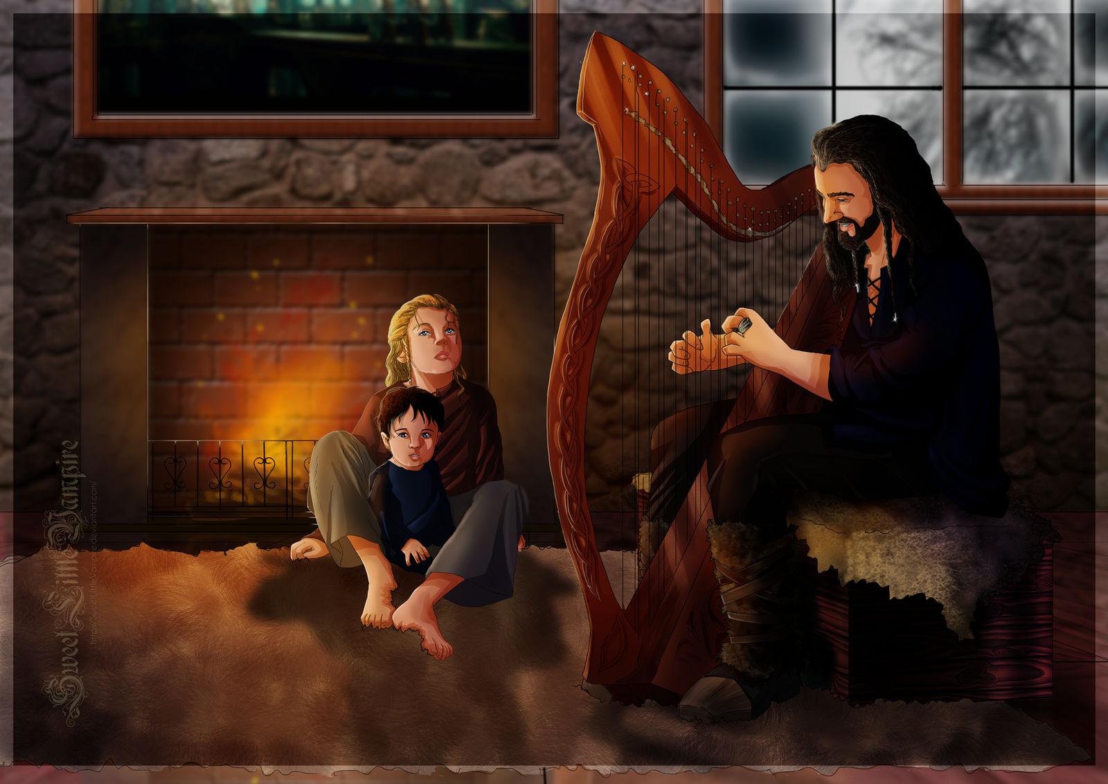 Playing The Harp by SweetLittleVampire
