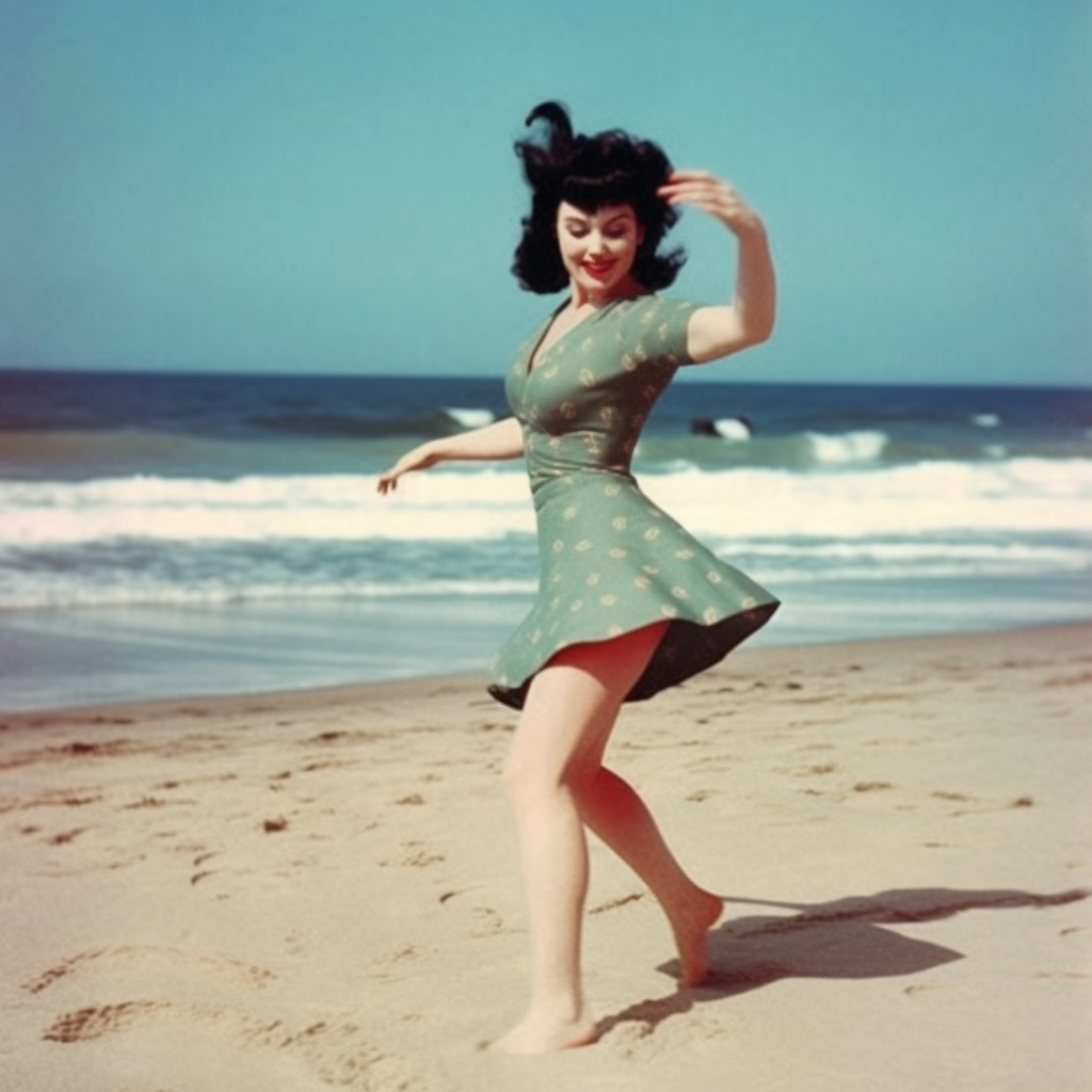A day at the beach with Bettie Page by BenderBones on DeviantArt