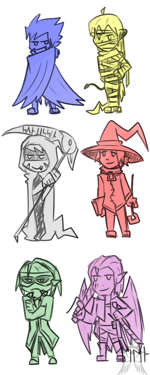 Random Sketches Chap. 41: Halloween Chibis