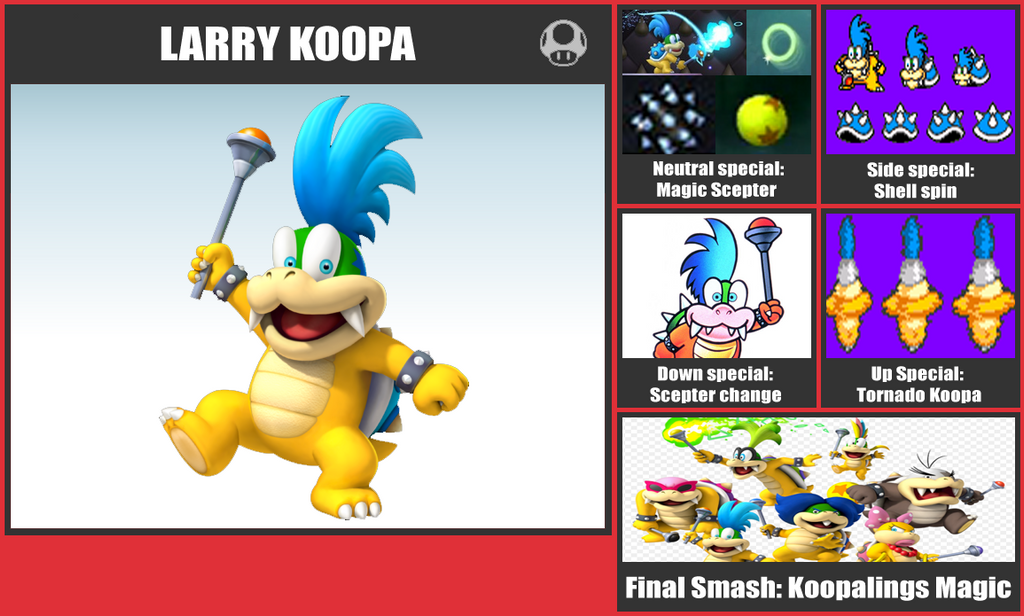 Larry Koopa SSB Moveset by danilo11