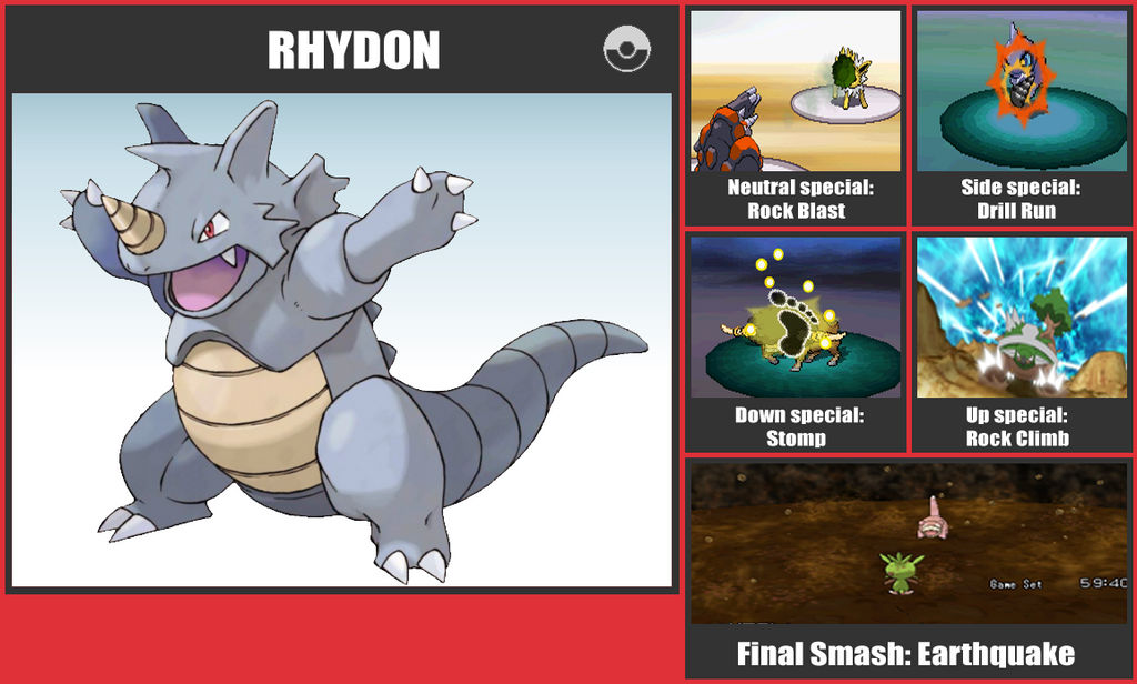 Rhydon SSB Moveset by danilo11
