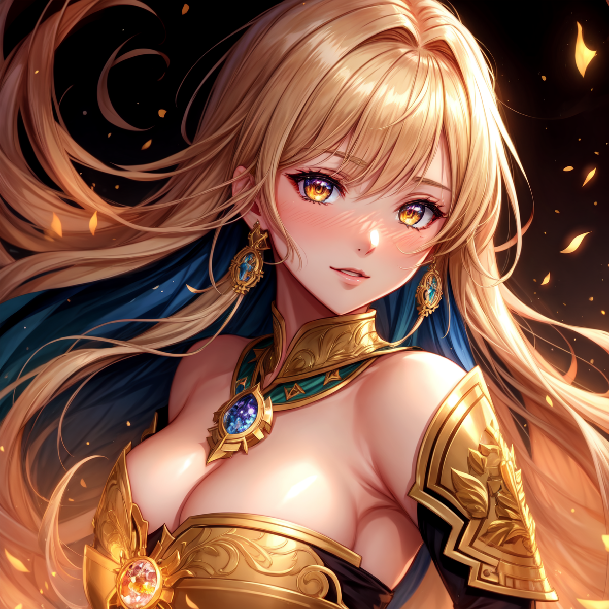 anime girl with blonde hair and gold eyes