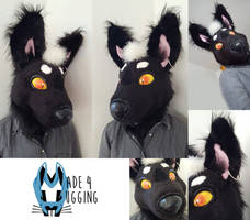 Black + White Canine dog/wolf head FOR SALE