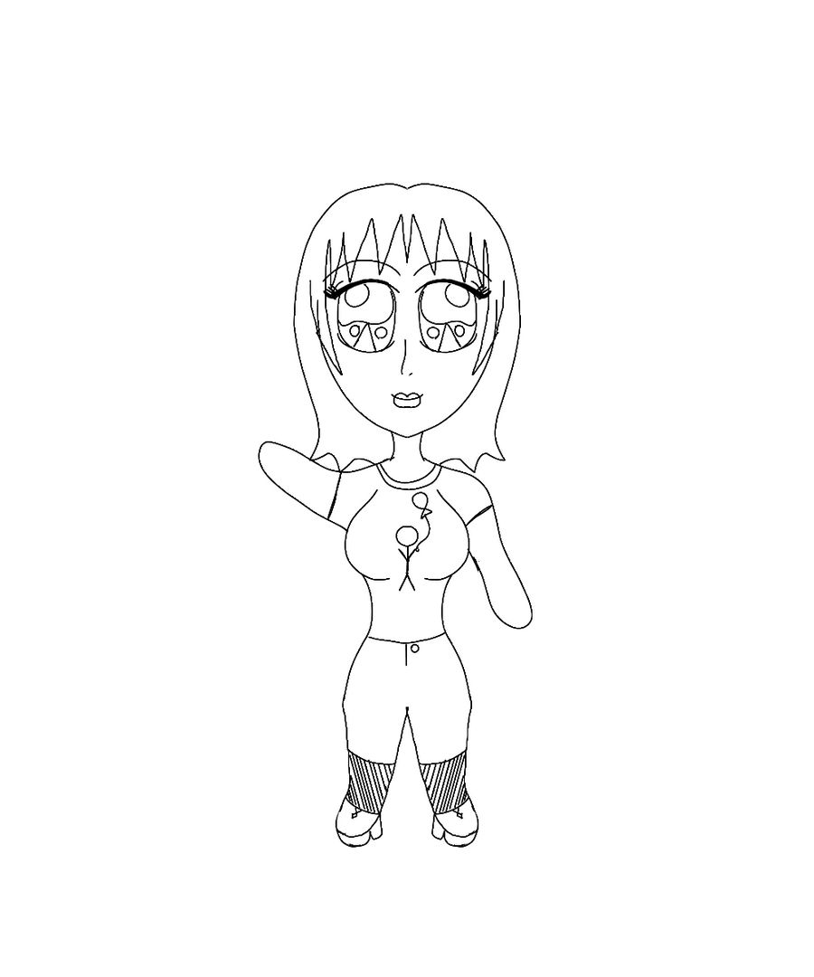 Chibi Baloon Girl Line Art