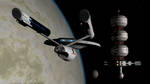 USS Paul Dirac approaches a space station by Jim197