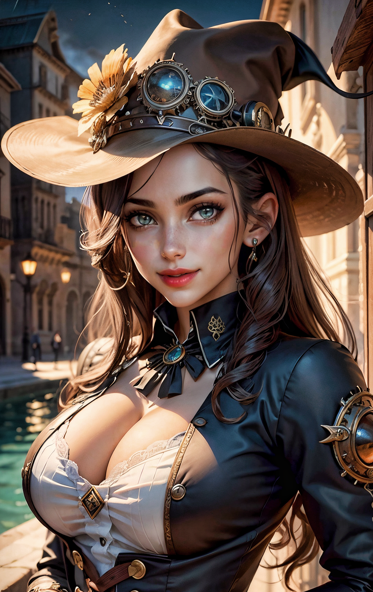 Beautiful highly developed steampunk girl