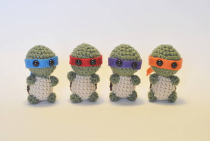 I crocheted tiny ninja turtles!