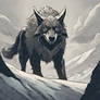 fenrir standing in the mountains