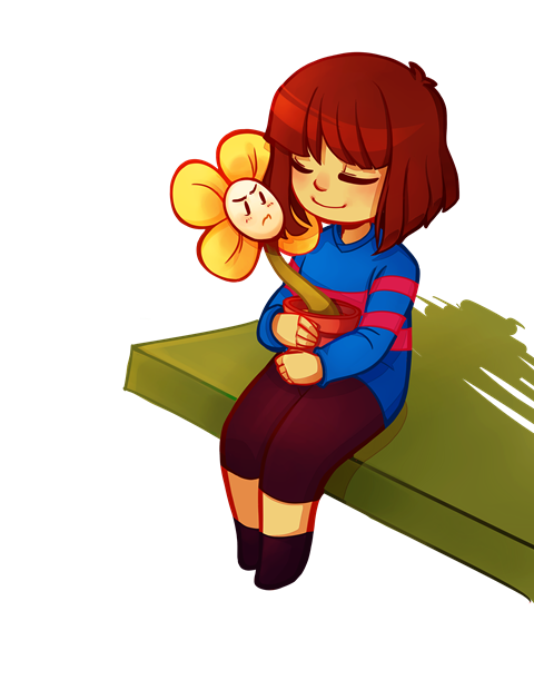 frisk, flowey, and photoshop flowey (undertale) drawn by k_ptn