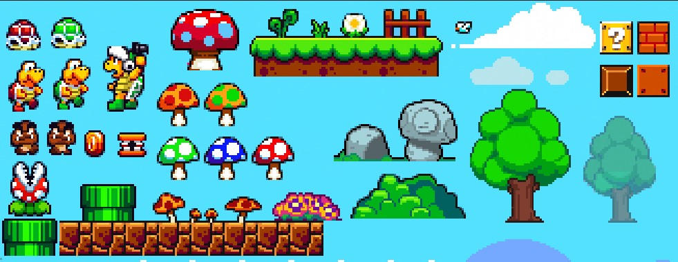 Super Mario Bros. Remade - Grass Level elements by Mol200 on DeviantArt