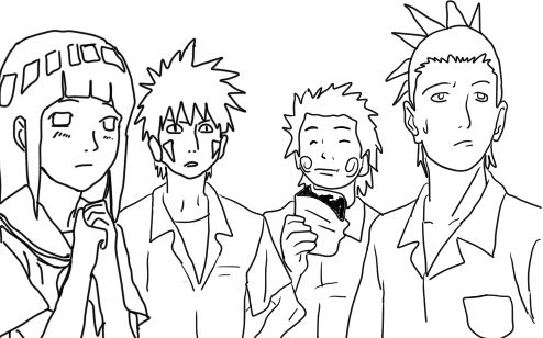 Lineart: HinaKibaChouShika by Hinata6Uchiha