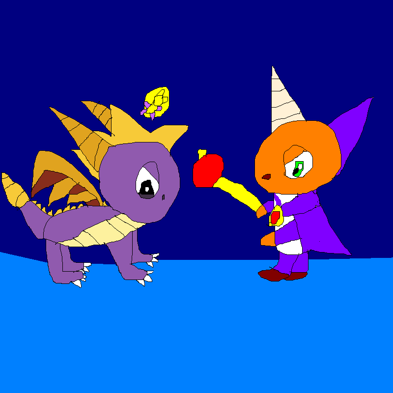 Classic Spyro and Ripto stare down