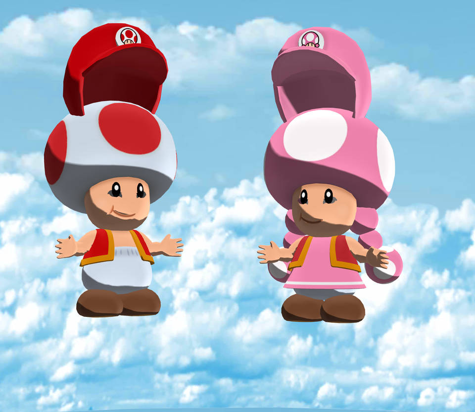 Toad and Toadatte flying with caps by MegaCrystalSwiftail on DeviantArt